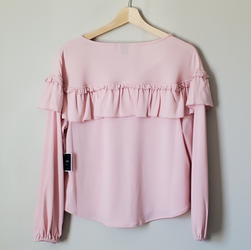 KAARI BLUE | NWT Pink Ruffle V-Neck Top | S - Picture 3 of 4
